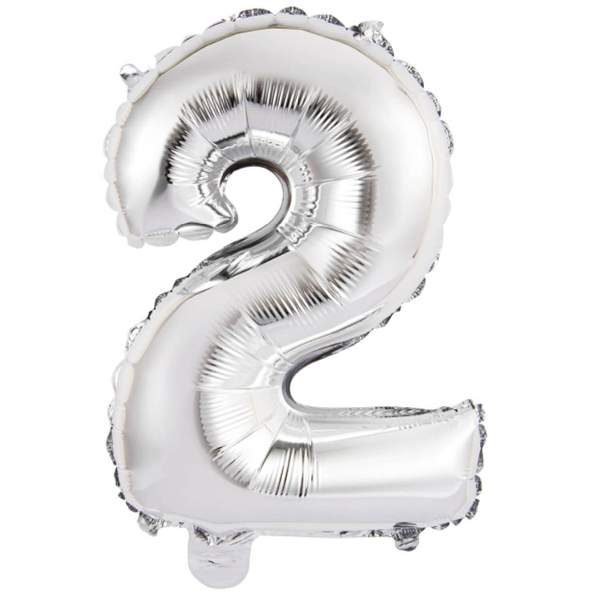 Folieballong, siffra 2 silver 40 cm