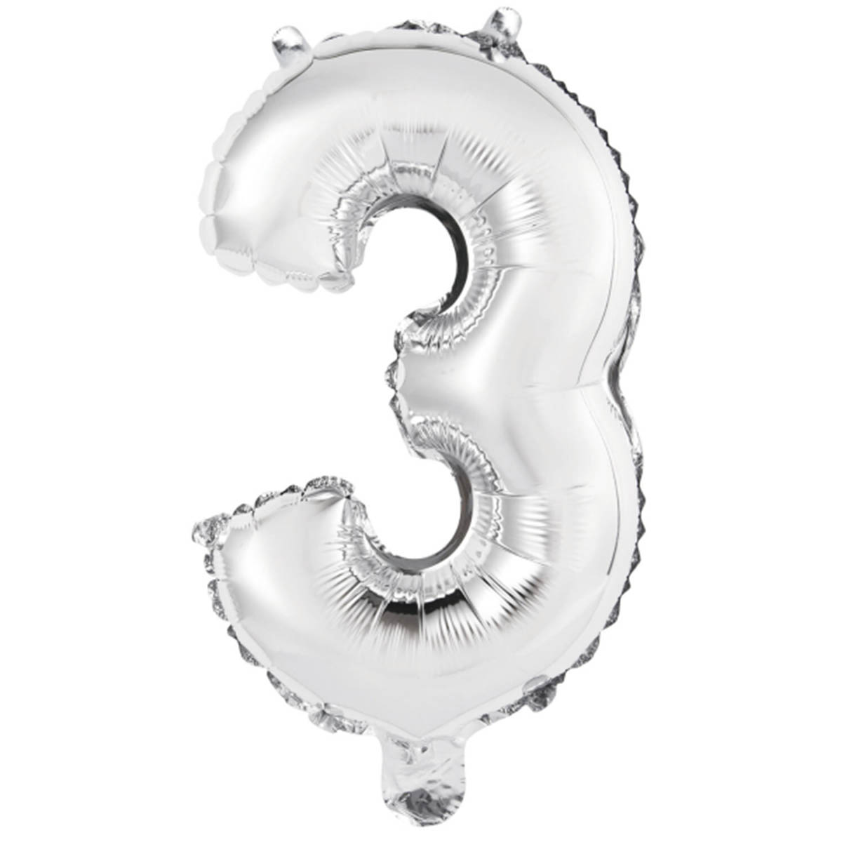 Folieballong, siffra 3 silver 40 cm