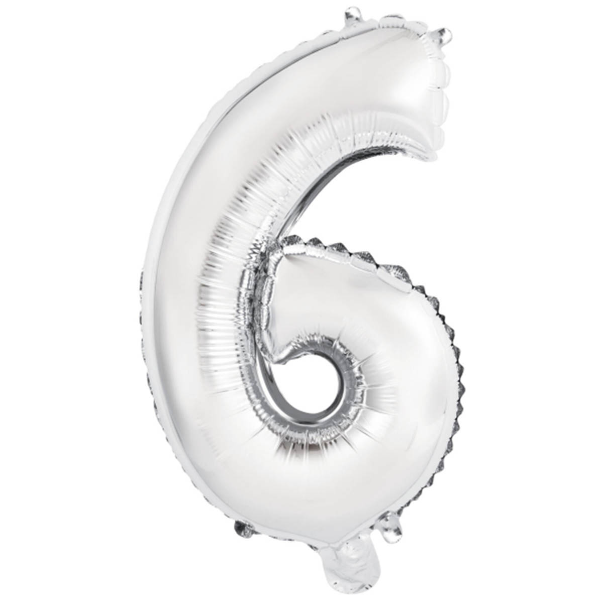 Läs mer om Folieballong, siffra 6 silver 40 cm