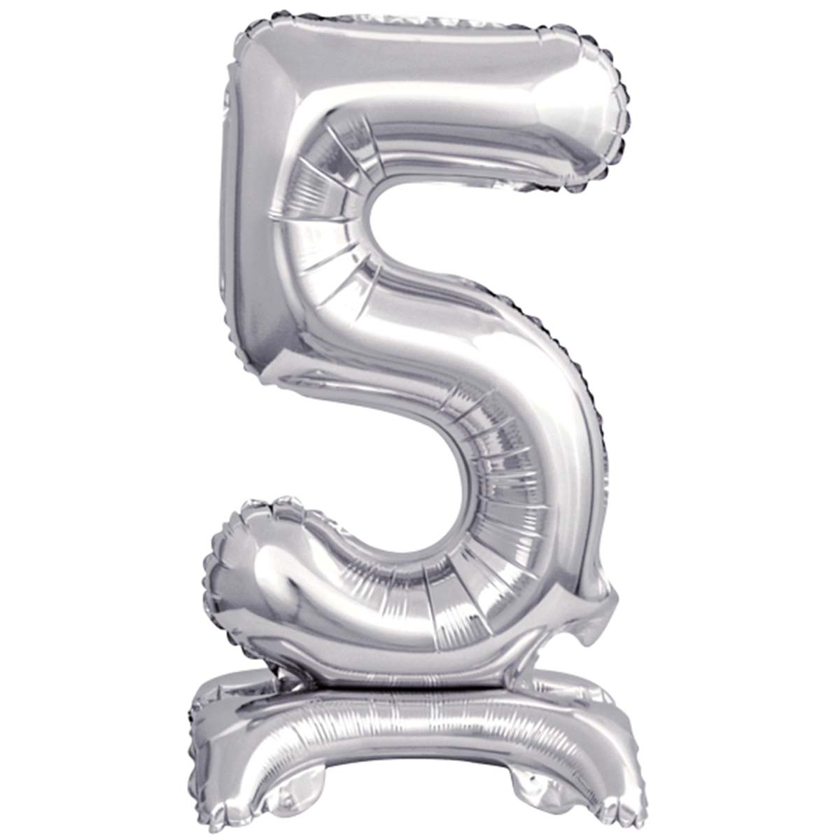 Folieballong siffra 5 silver stående 38 cm