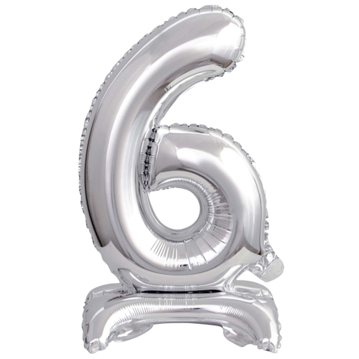 Läs mer om Folieballong, siffra 6 silver stående 38 cm