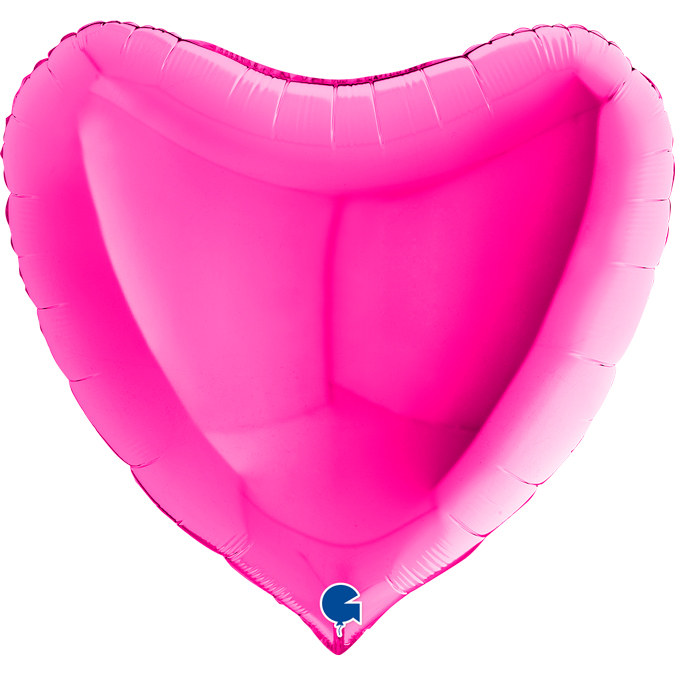 Folieballong, stort hjärta magenta 91 cm