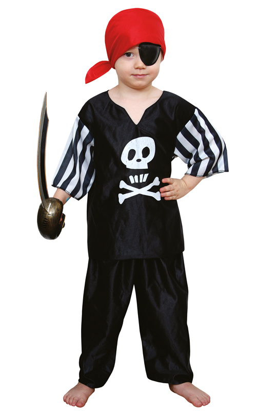 Svart piratdräkt barn L