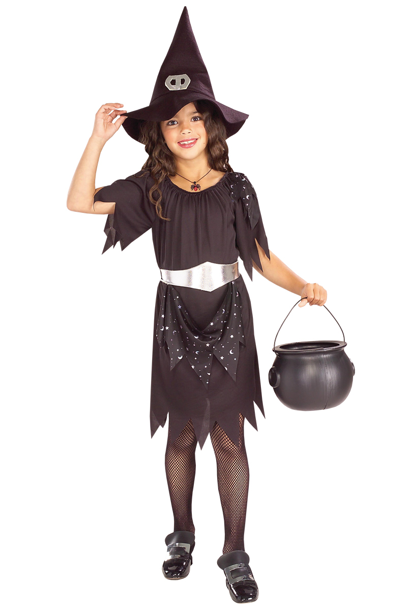 Barndräkt, häxa glitter inkl hatt 122/128 cl