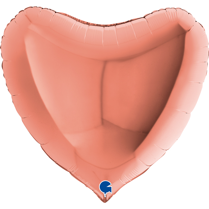 Folieballong, stort hjärta roséguld 91 cm