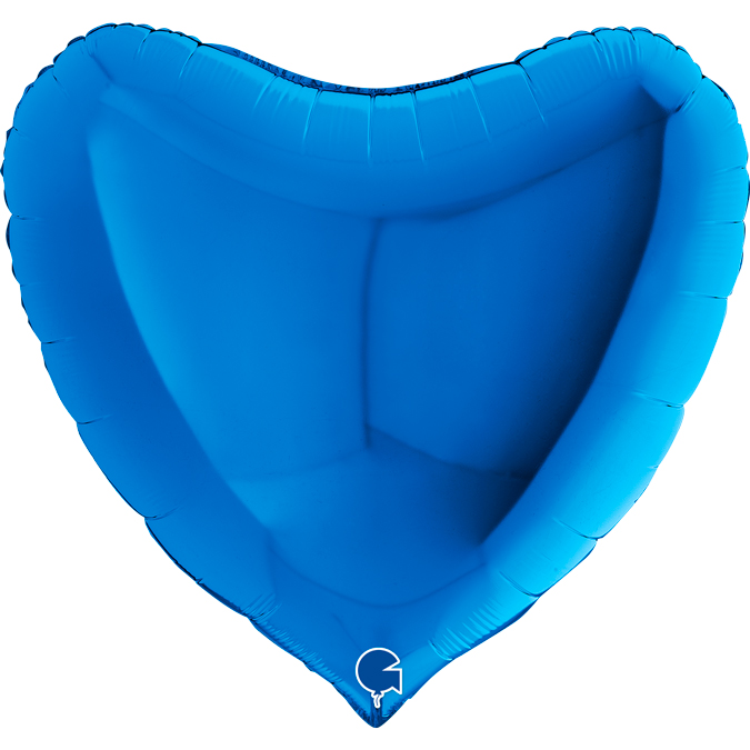 Folieballong, stort hjärta blå 91 cm