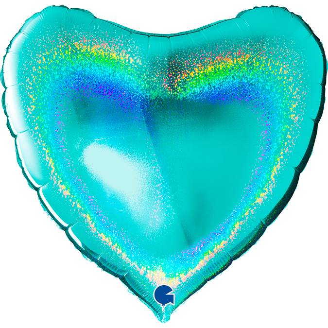 Läs mer om Folieballong, stort hjärta glitter tiffany 91 cm
