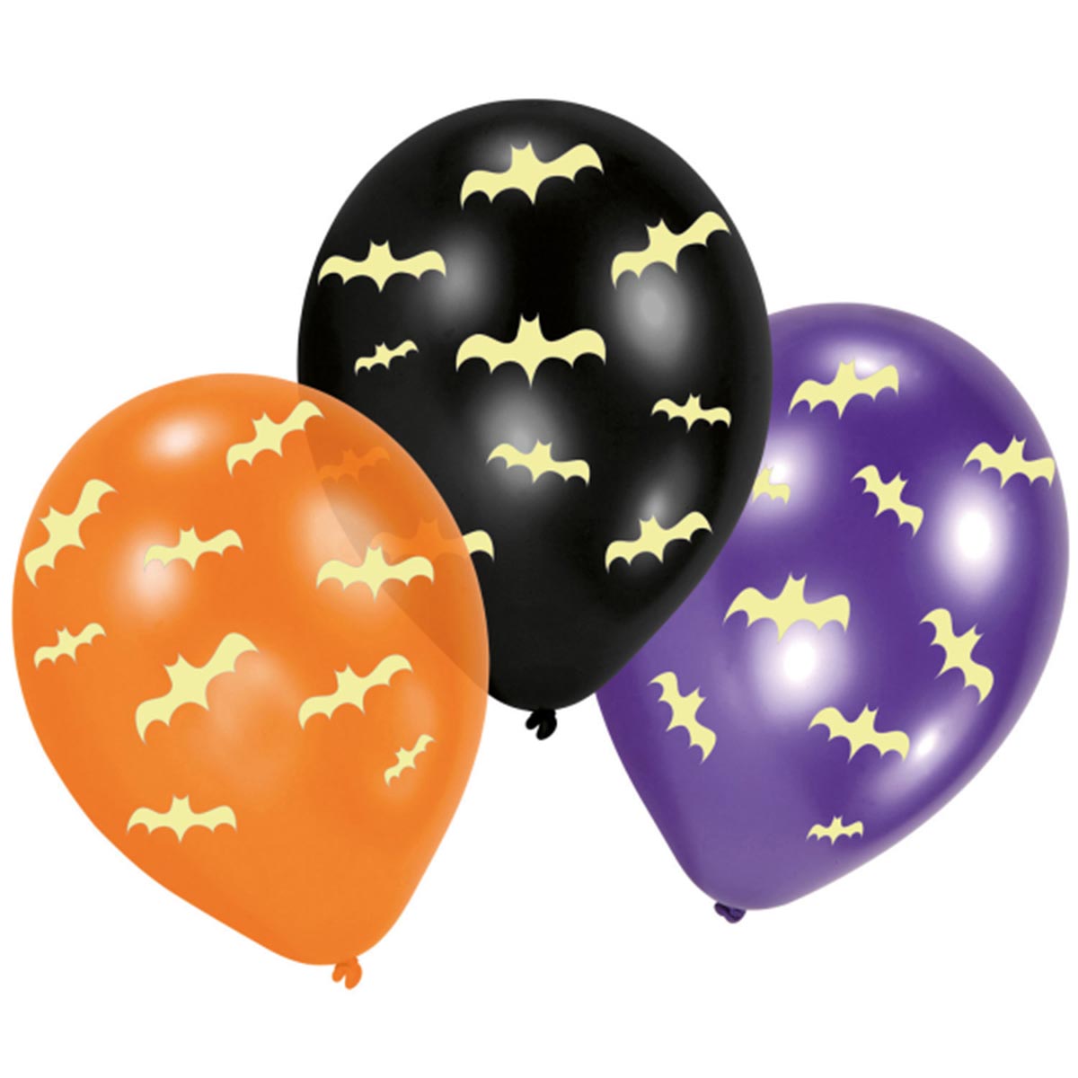 Läs mer om Latexballonger, Glow in the dark bats 27 cm 6 st
