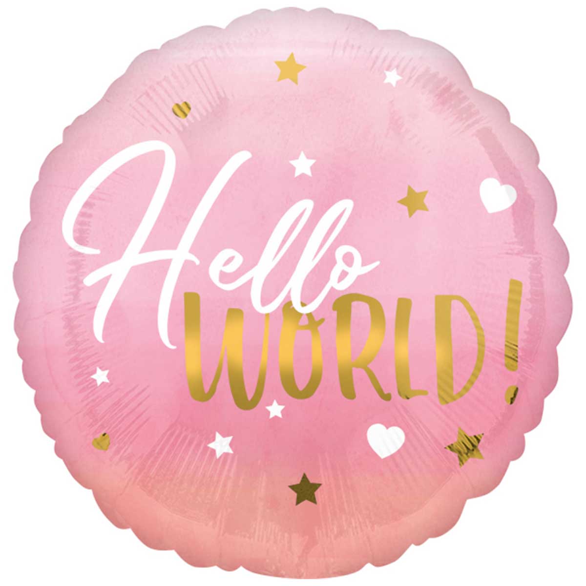 Läs mer om Folieballong, hello world rosa 43 cm