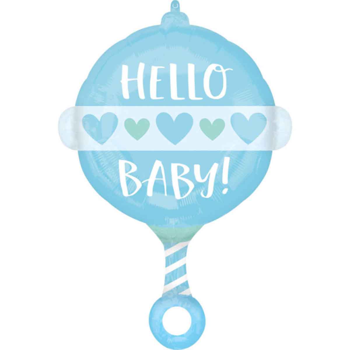 Folieballong hello baby blå 60×43 cm