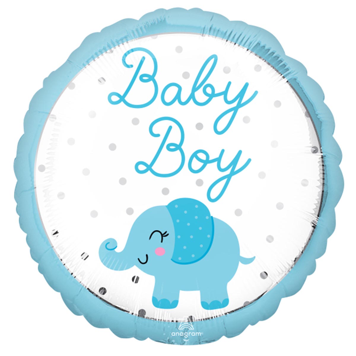 Folieballong, baby boy elefant blå 43 cm