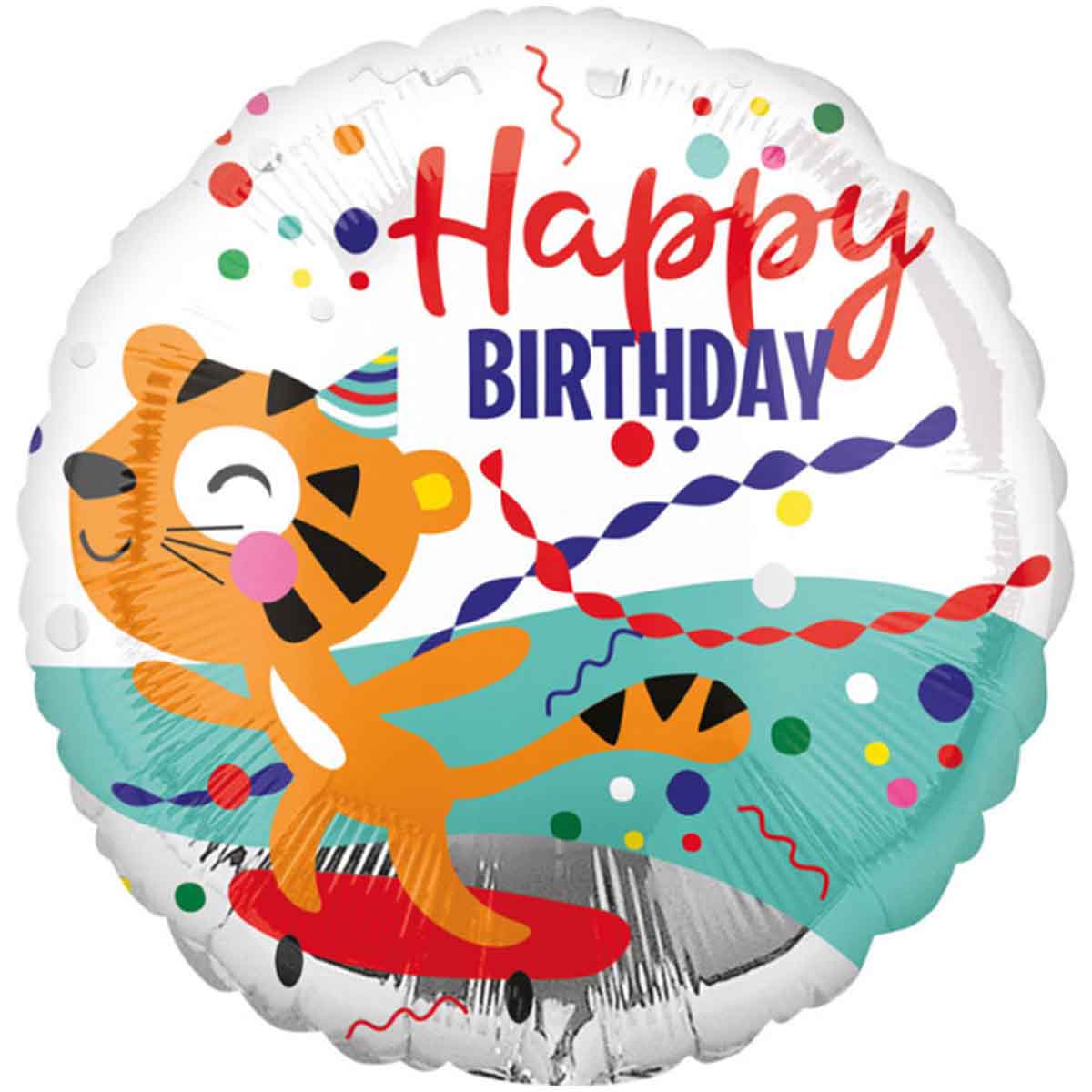 Läs mer om Folieballong, happy birthday tiger 43 cm
