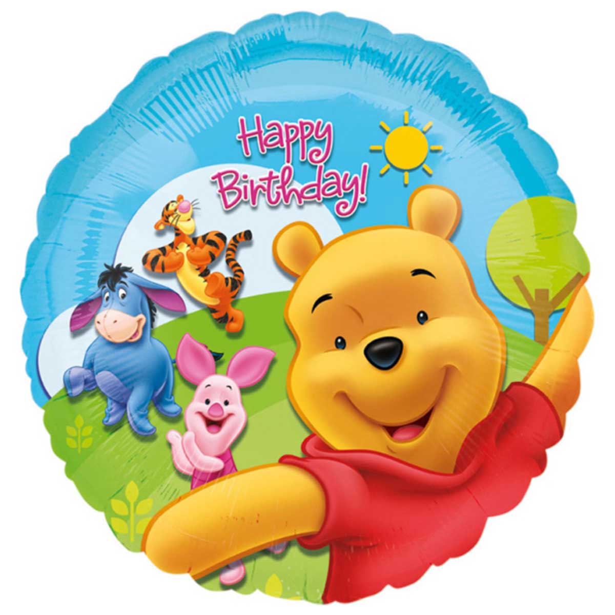 Läs mer om Folieballong, happy birthday Nalle Puh 43 cm