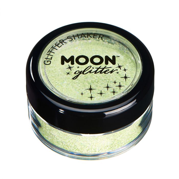 Läs mer om Moon Glitter i burk shaker, pastell grön 5 g