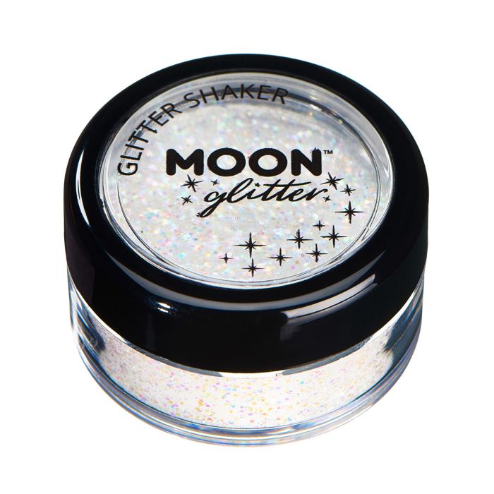 Läs mer om Moon Glitter i burk shaker, pastell vit 5 g
