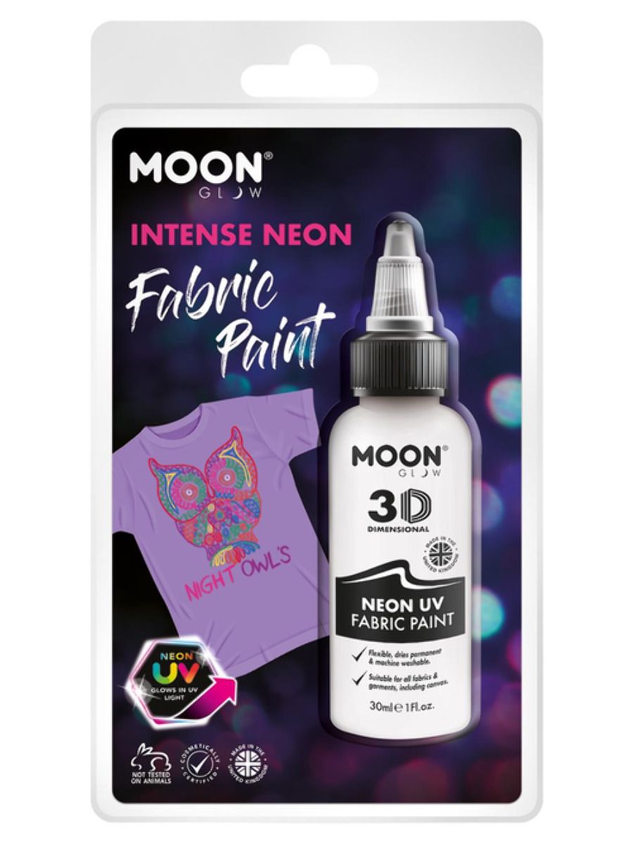 Läs mer om Moon Textilfärg 3D neon UV, vit 30 ml