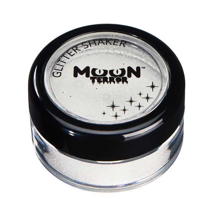 Moon halloween Glitter i burk, vit 3 g