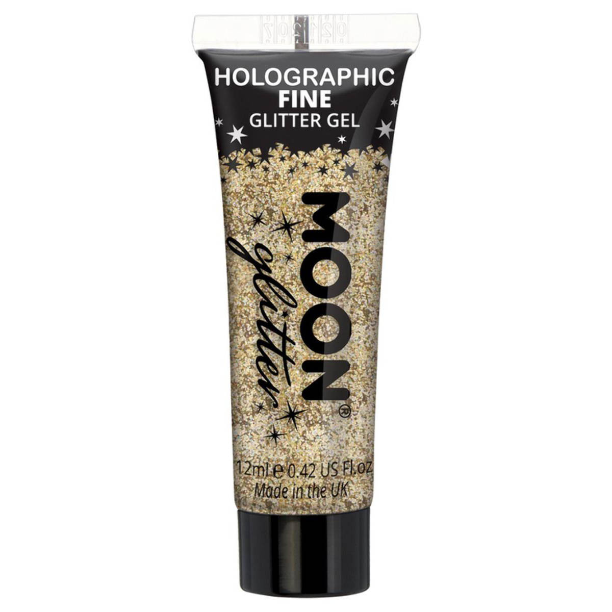 Moon glittergel i tub, holografisk finkornigt guld