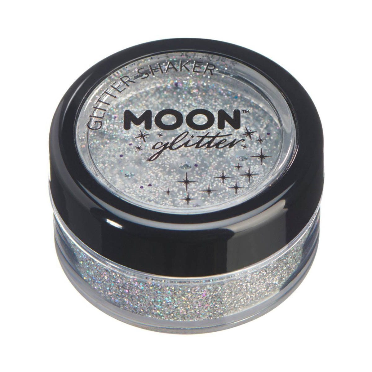 Moon glitter i shaker burk, holografisk 5g Silver