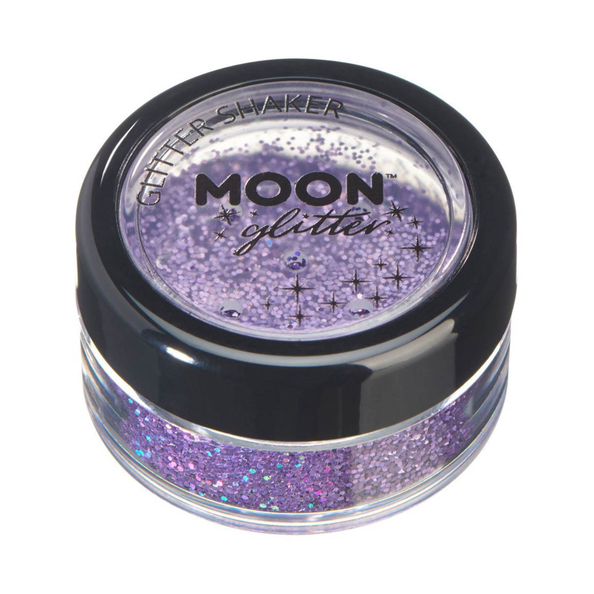 Läs mer om Moon glitter i shaker burk, holografisk 5g Lila