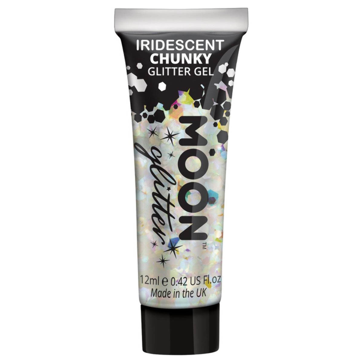 Moon glittergel i tub, chunky iriserande 12ml Vit