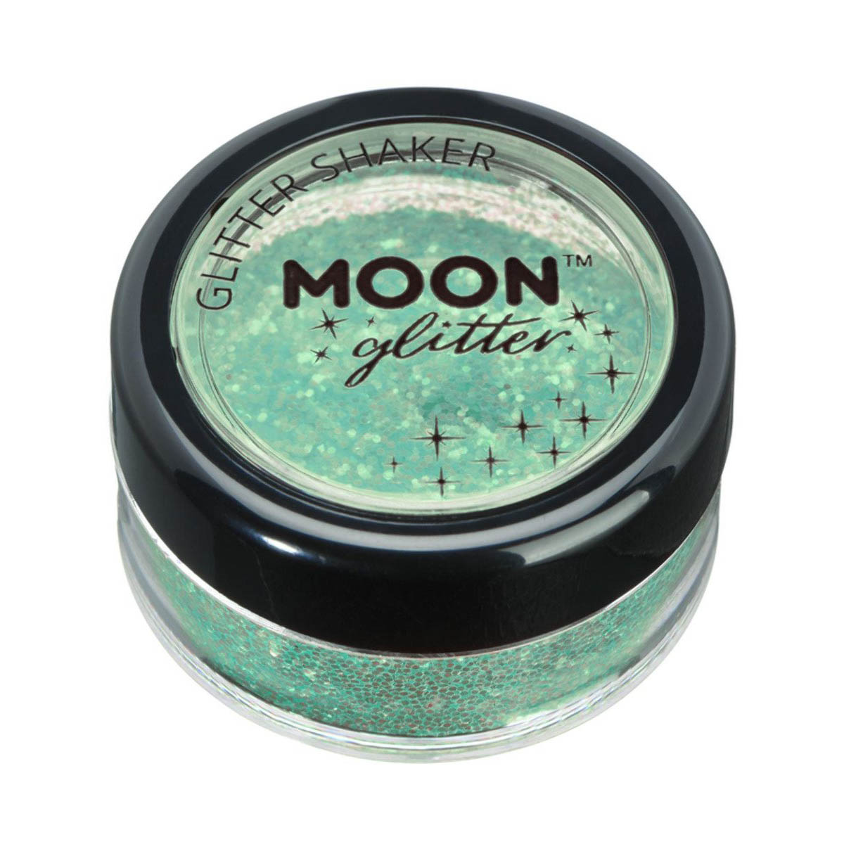 Läs mer om Moon glitter i burk shaker, finkornigt iriserande 5g Grön