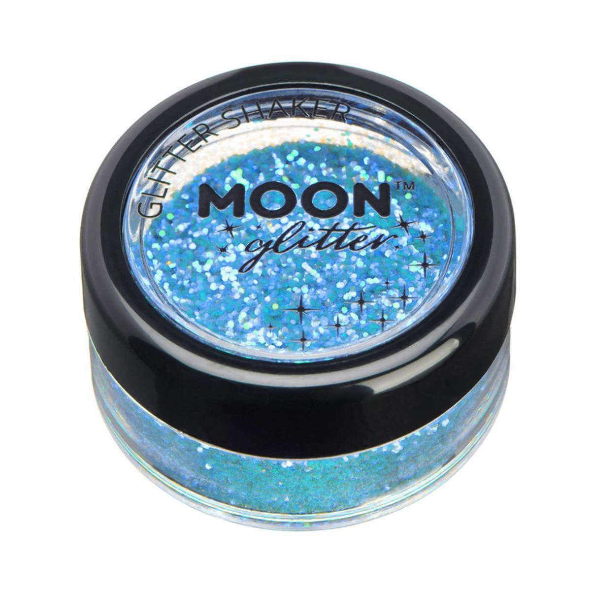 Läs mer om Moon glitter i burk shaker, finkornigt iriserande 5g Blå