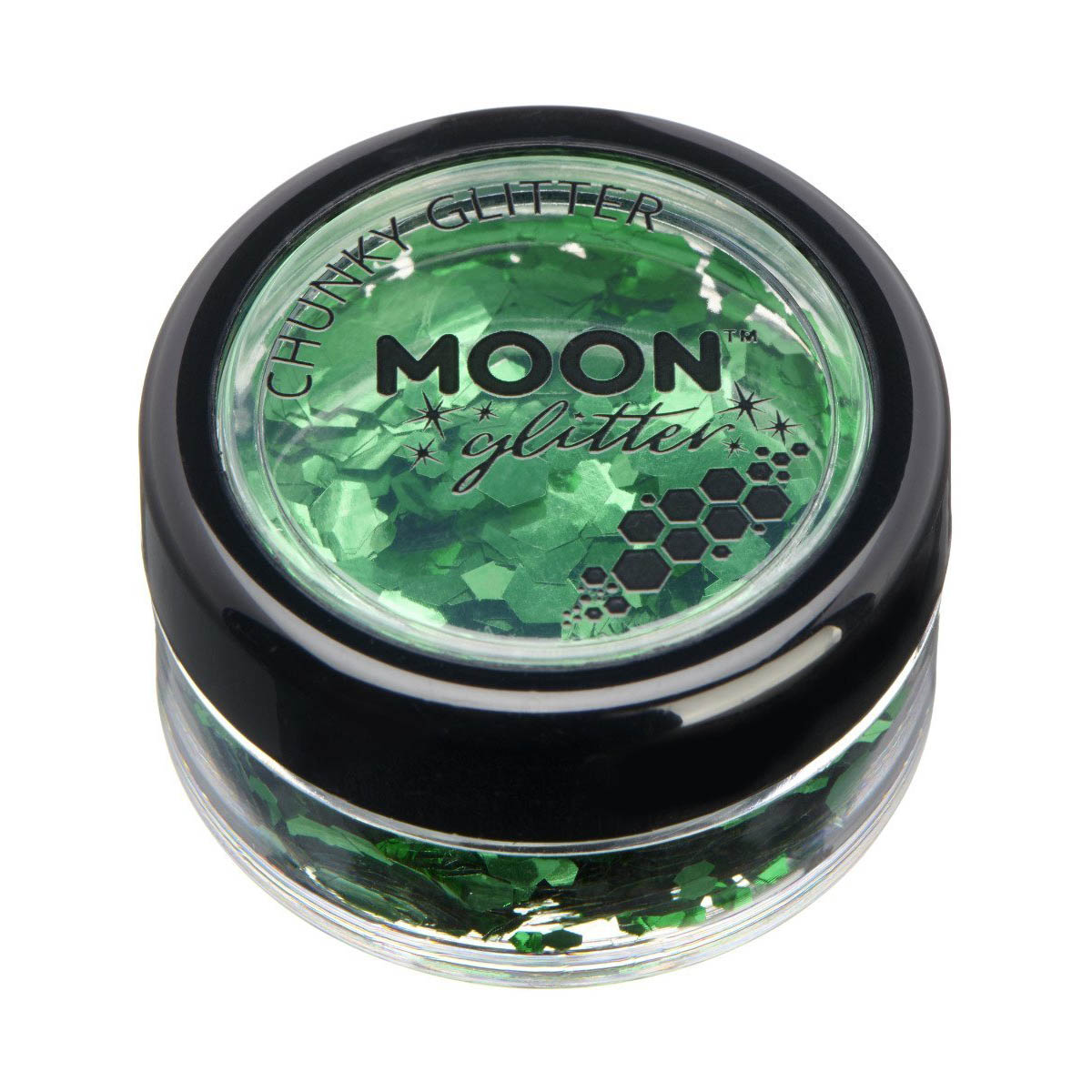 Läs mer om Moon kroppsglitter, chunky 5g Grön
