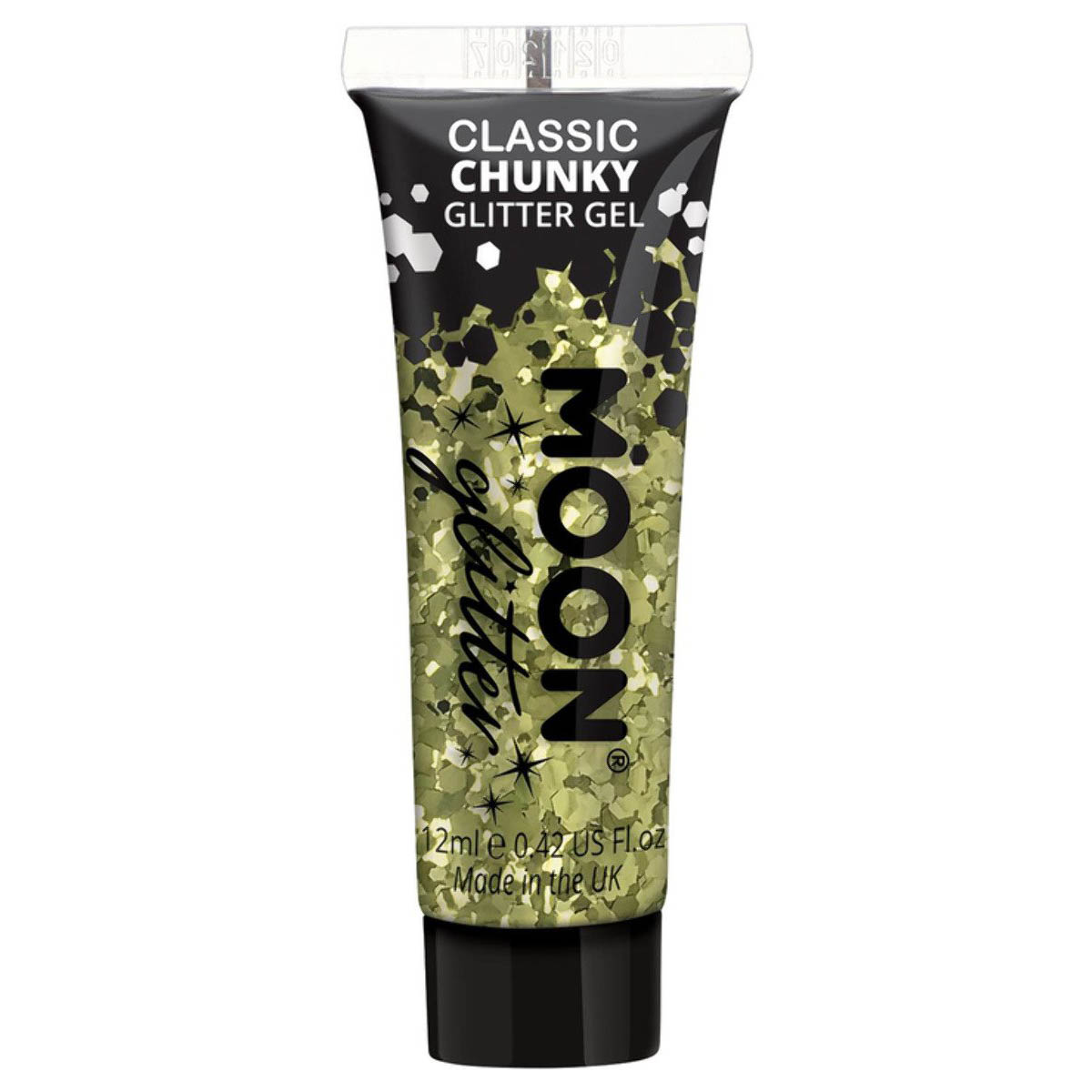 Moon kroppsglitter i gel, chunky 12 ml Guld