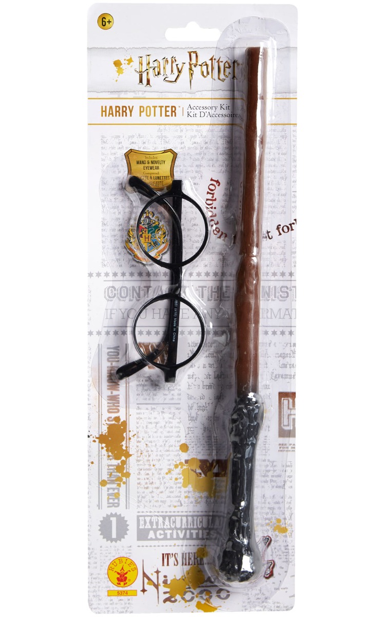 Harry Potter glasögon och trollspö