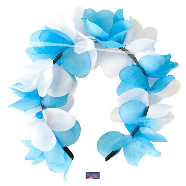 Diadem, blommor blå/vit