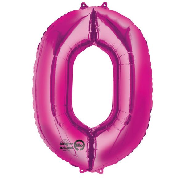 Folieballong siffra, rosa-0