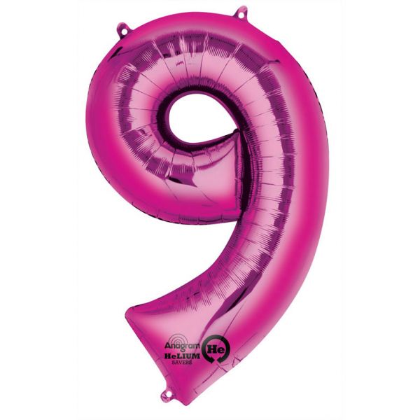 Läs mer om Folieballong siffra, rosa-9