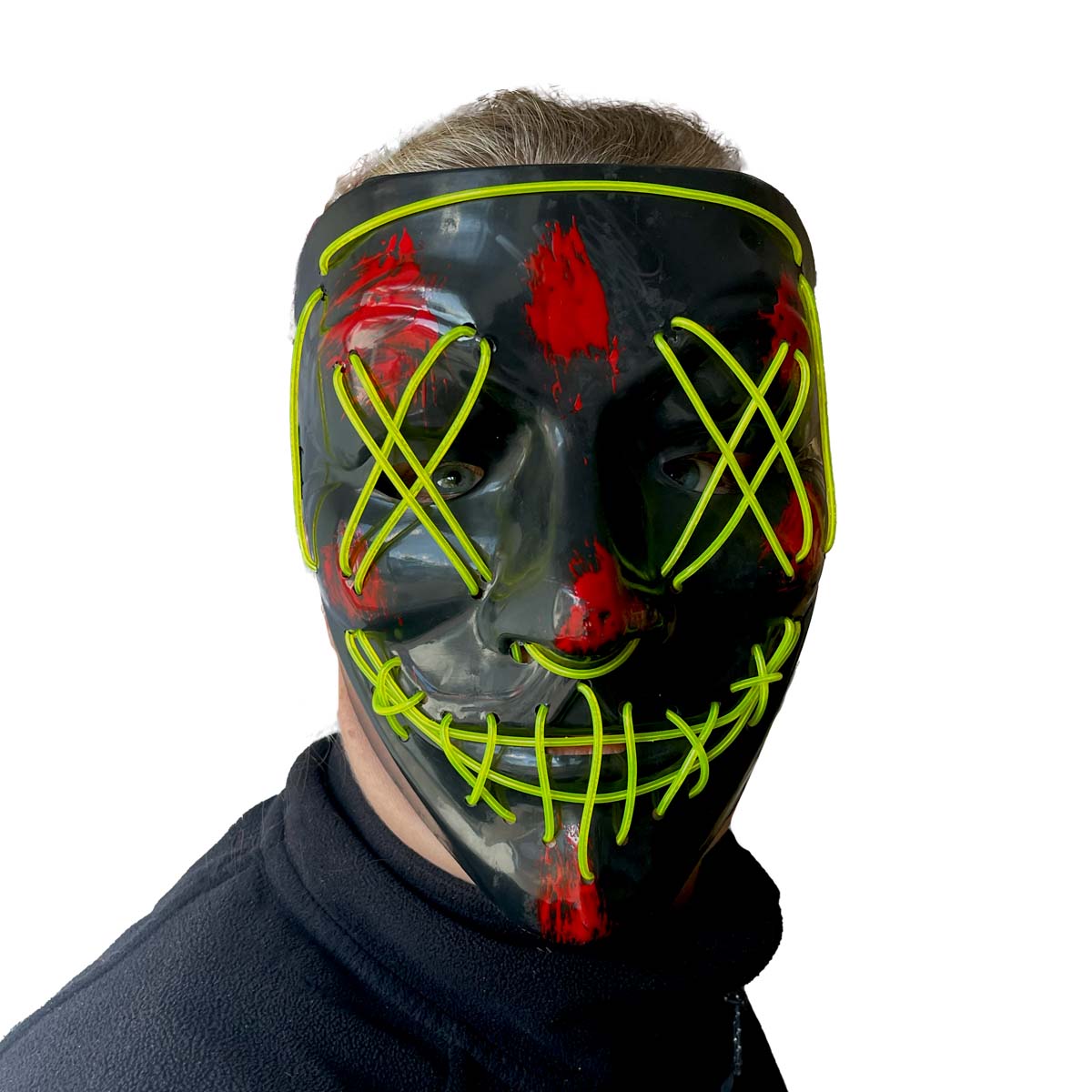 Mask svart med neon trådar