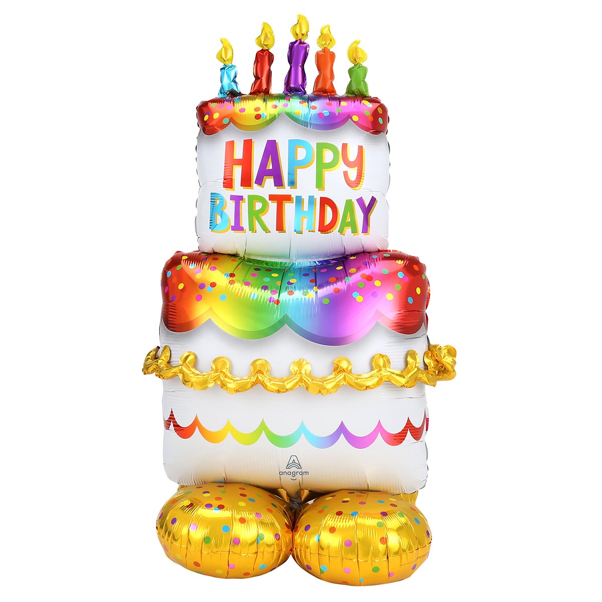 Folieballong AirLoonz tårta happy birthday 68 x 134 cm