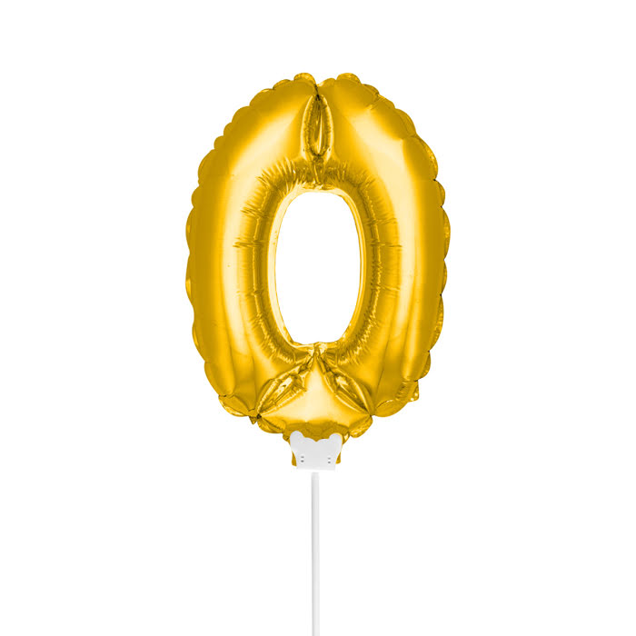 Folieballong m pinne 36 cm guld, 0