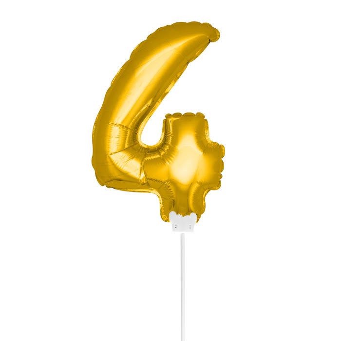 Folieballong m pinne 36 cm guld, 4