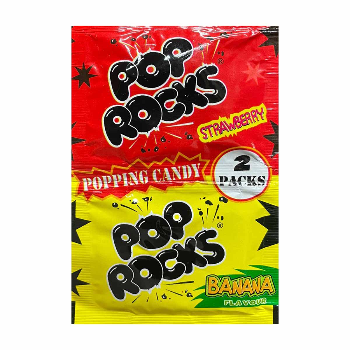 Läs mer om Godis, pop rocks dubbel jordgubb & banan 6 g