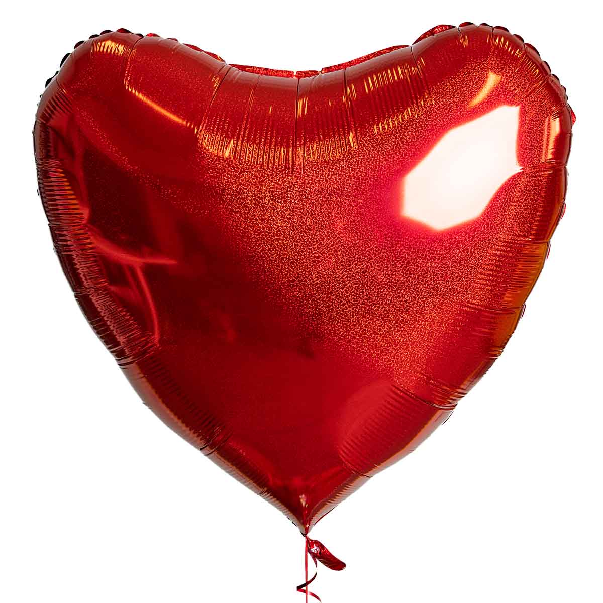 Folieballong stort hjärta glitter röd 91 cm