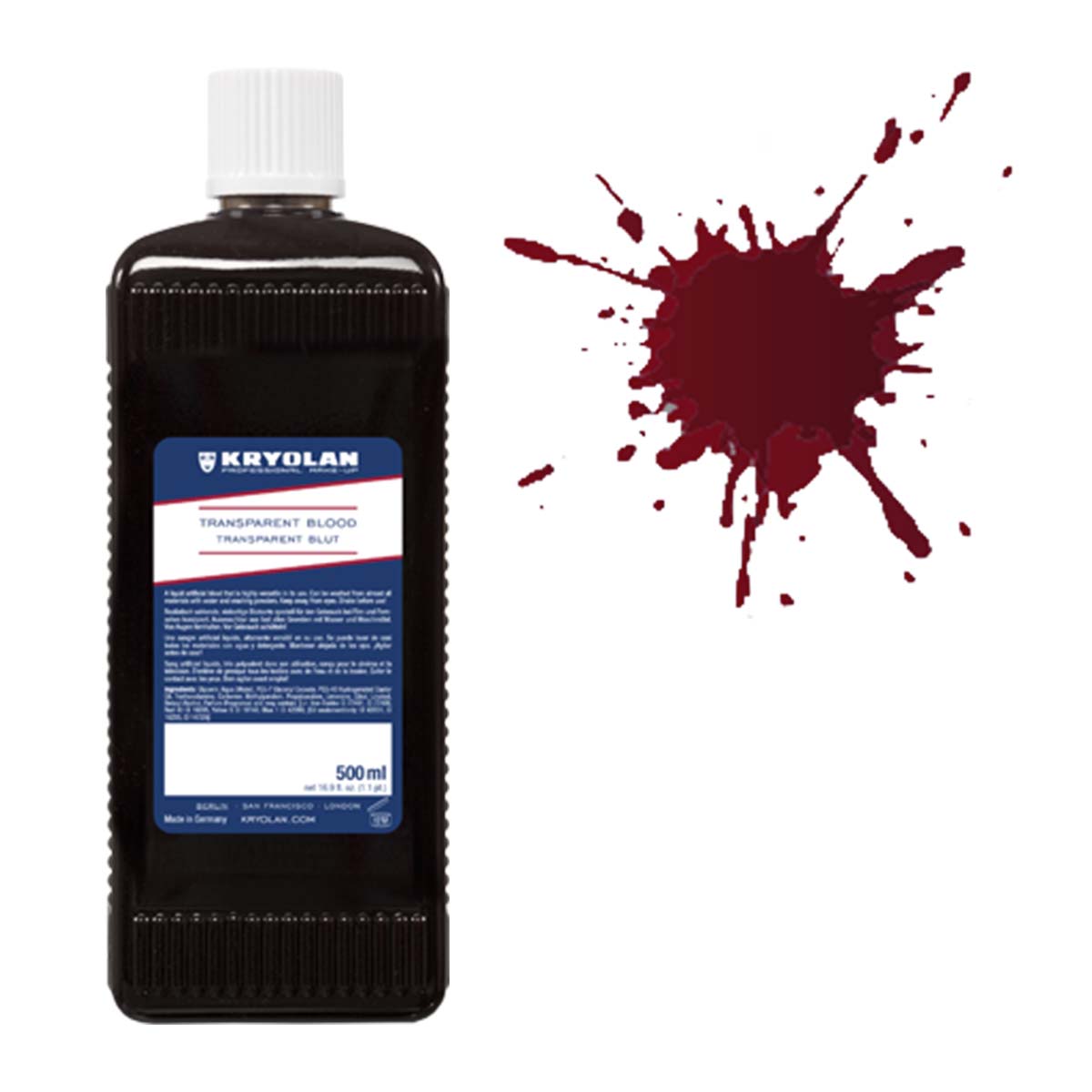 Blod 500 ml transparent Kryolan-Mörk