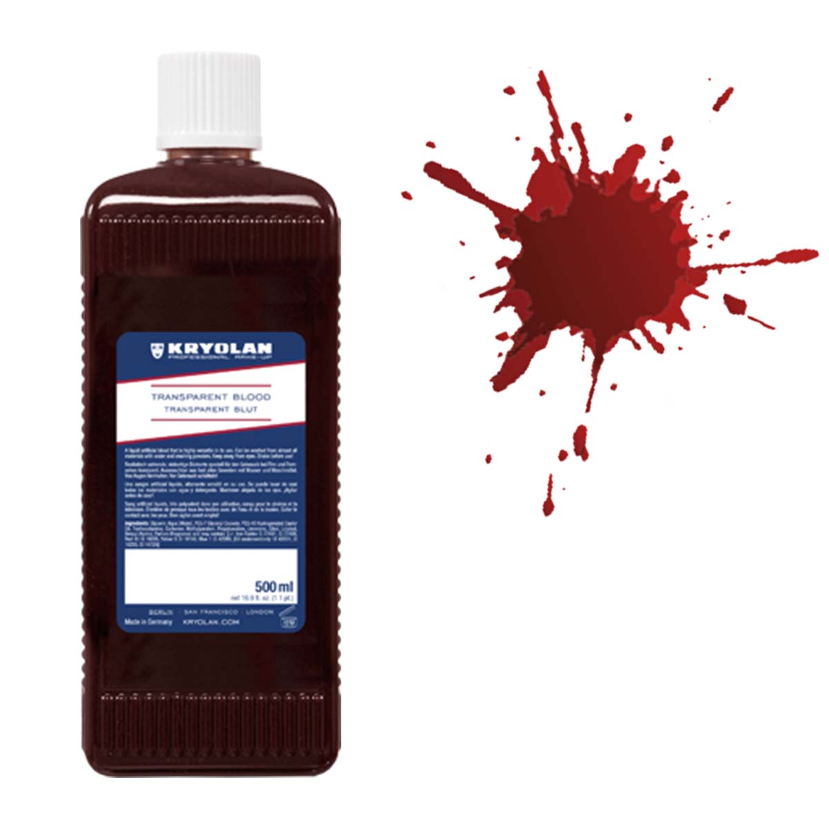 Blod 500 ml transparent Kryolan-Mellan