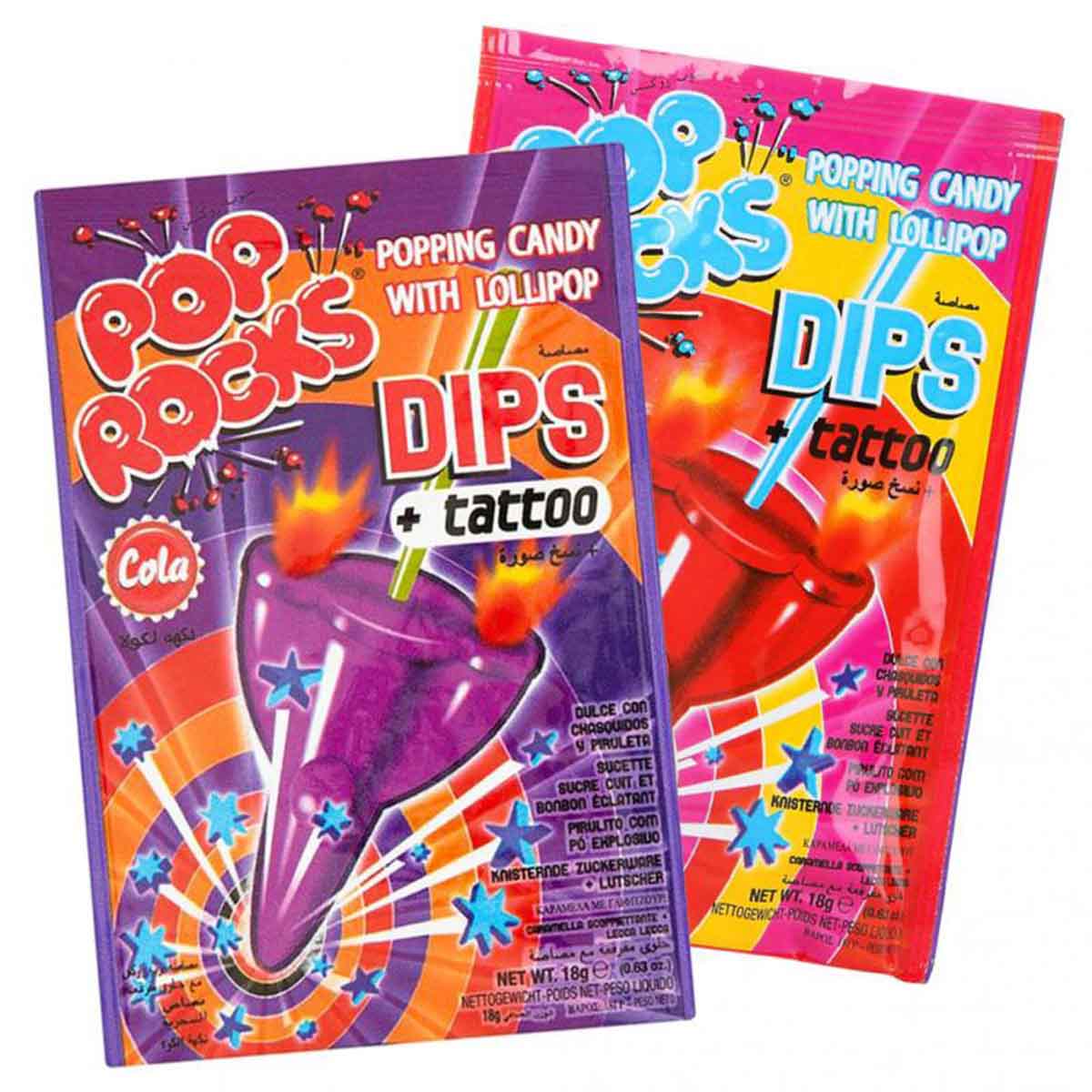 Godis pop rocks dips jordgubb/cola tattoo 18 g