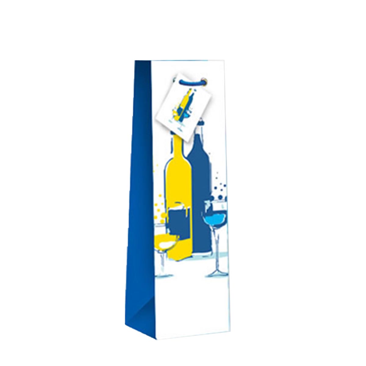 Presentpåse vinflaska blå/gul flaskor 1 st