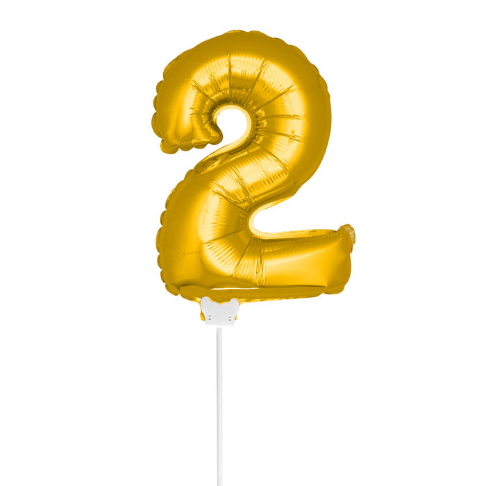 Folieballong m pinne 36 cm guld, 2
