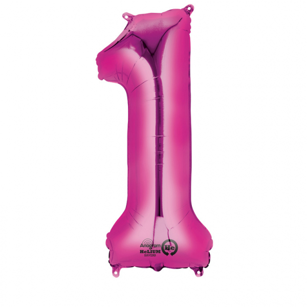 Folieballong siffra, rosa-1